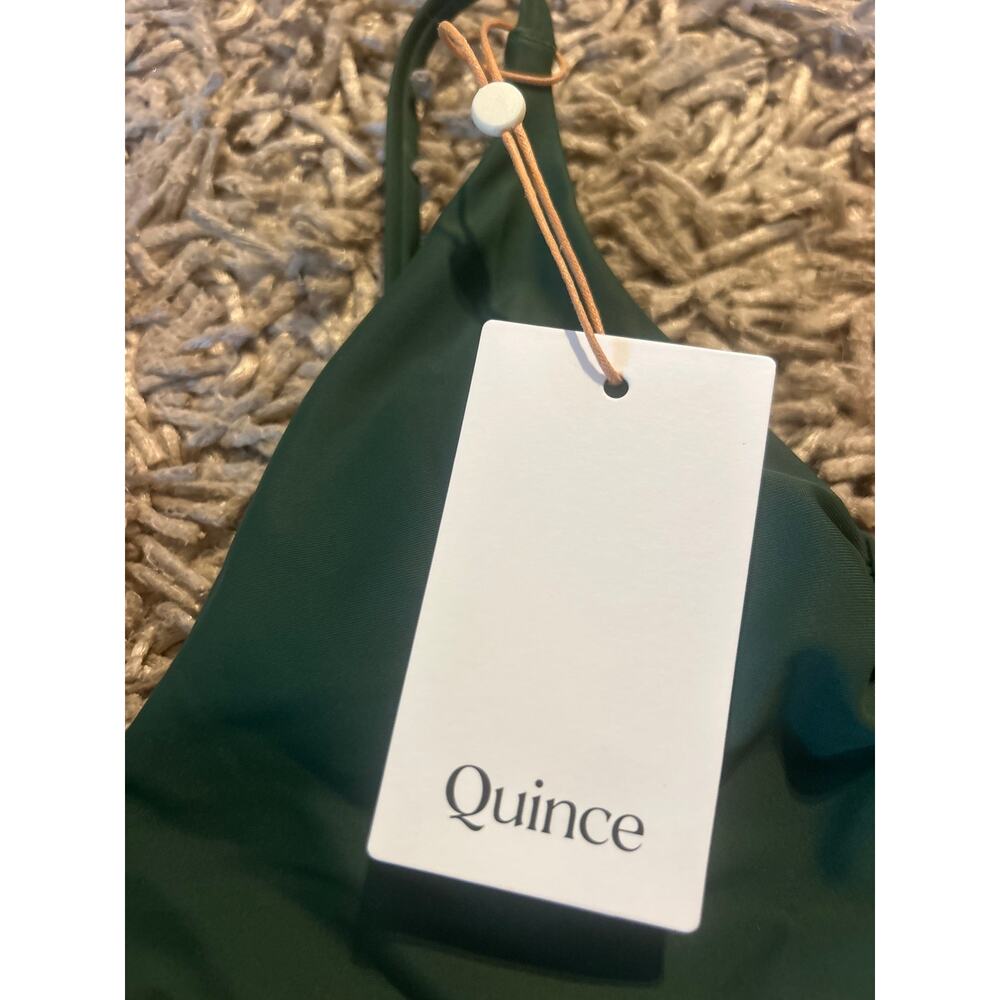 QUINCE Italian V-Neck Bikini Top SUSTAINABLE Swimsuit NWT Palm Green Sz Small S - Picture 4 of 5